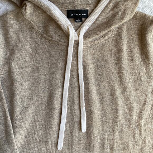NWT Summersalt The Coziest Cashmere Merino Wool Blend Hoodie Toffee White Sand M - Picture 8 of 14